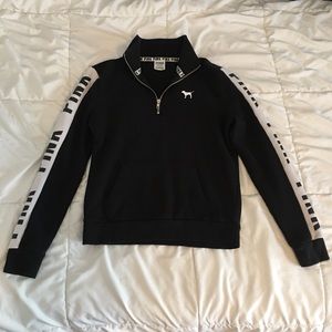Victoria’s Secret PINK Black Logo Quarter Zip